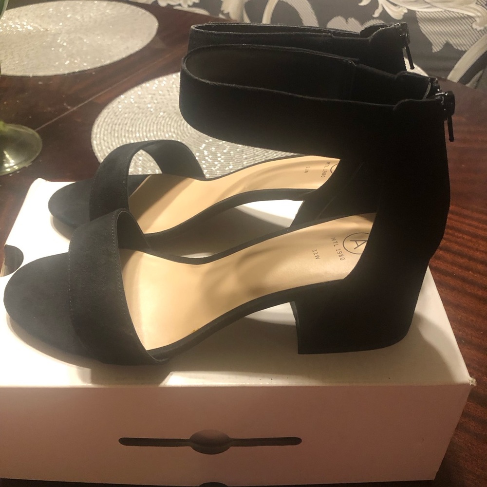 Allegra K - Open Toe Ankle Strap Block Low Heels Sandal (Size 11)